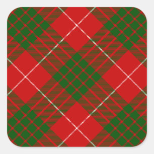 Crawford tartan red green plaid square sticker