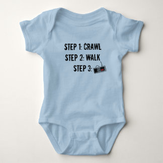 "Crawl Walk Game" Blue Infant Crawler Baby Bodysuit