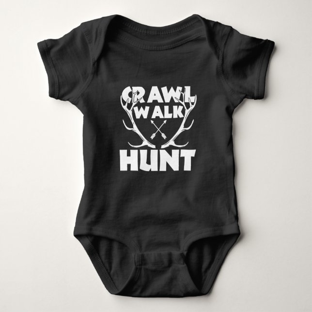 Crawl Walk Hunt Baby Bodysuit (Front)
