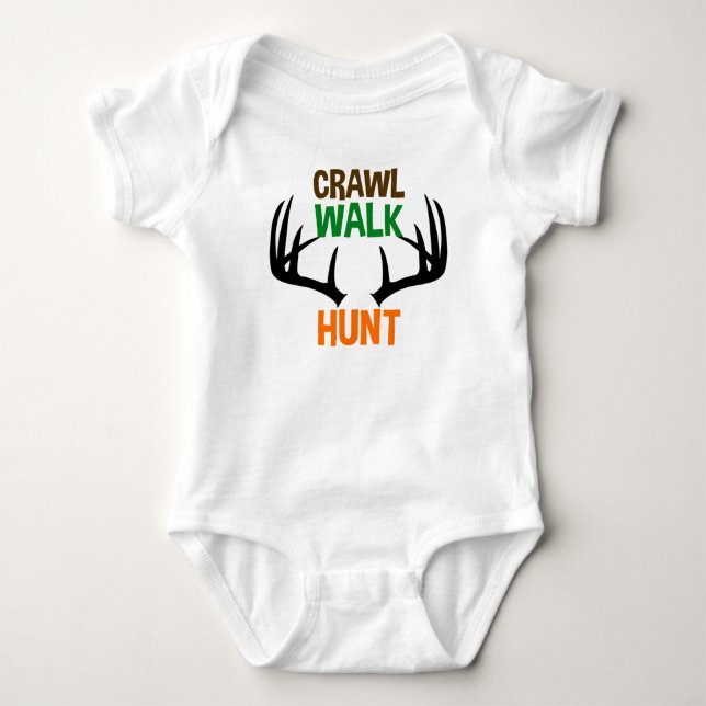 Crawl Walk Hunt Baby Bodysuit (Front)