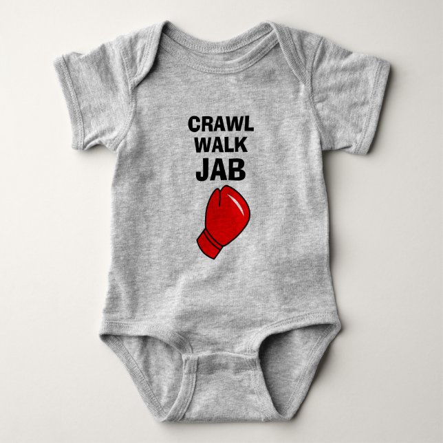 Crawl Walk Jab funny future boxer baby bodysuit  (Front)