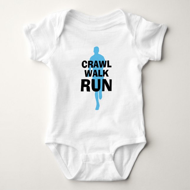 Crawl Walk Run cute running baby bodysuit (Front)