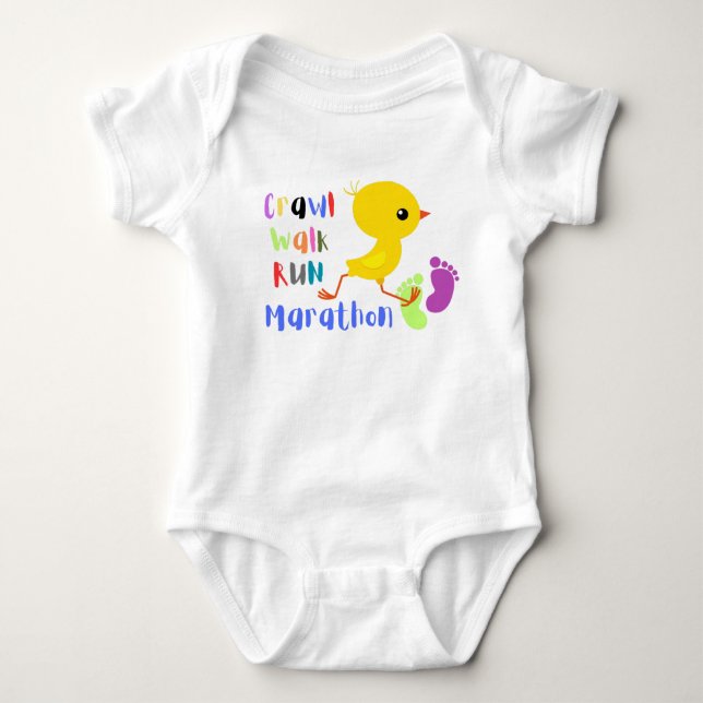 Crawl Walk Run Marathon Start Baby Bodysuit (Front)