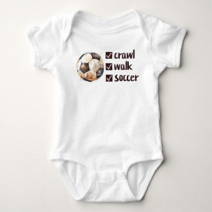 Crawl Walk Soccer Check List Football Baby Bodysuit