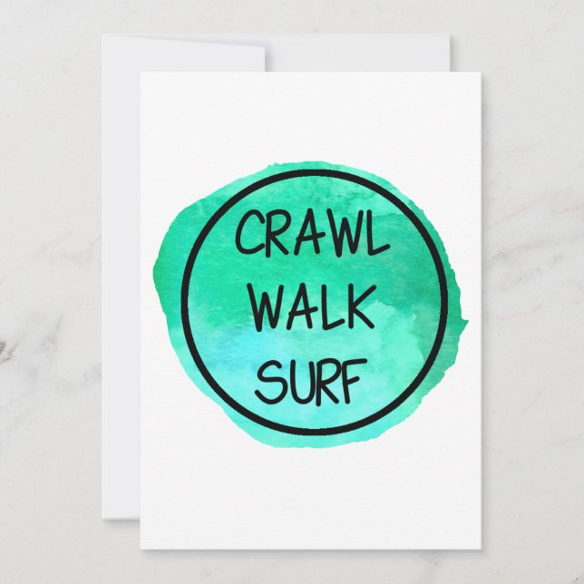 Crawl Walk Surf with Green Design Invitation (Front)