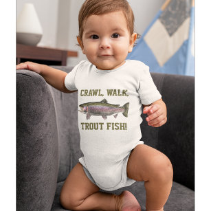 Crawl Walk Trout Fish Funny Baby Fishing Baby Baby Bodysuit