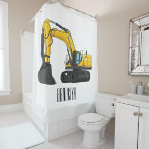Crawler excavator cartoon illustration