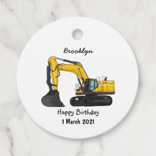 Crawler excavator cartoon illustration favour tags