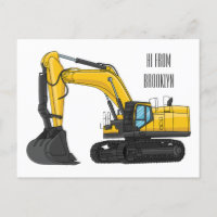 Crawler excavator cartoon illustration