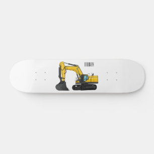 Crawler excavator cartoon illustration skateboard