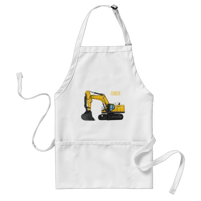 Crawler excavator cartoon illustration  standard apron (Front)