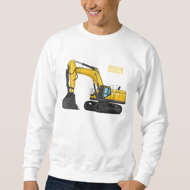 Crawler excavator cartoon illustration sweatshirt (Front)