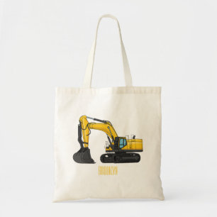Crawler excavator cartoon illustration  tote bag