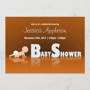 Crawling Baby Reflection Baby Shower Invitations