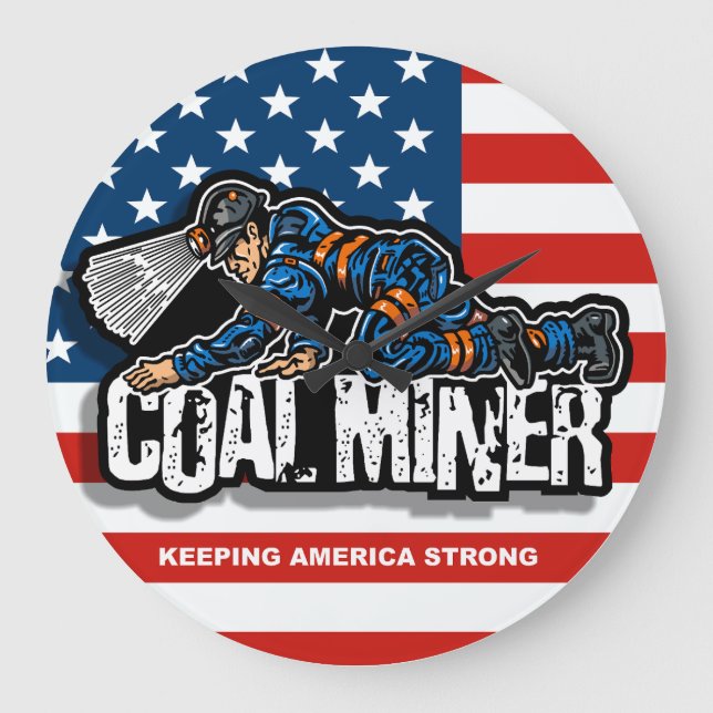 CRAWLING COAL MINER LARGE CLOCK (Front)