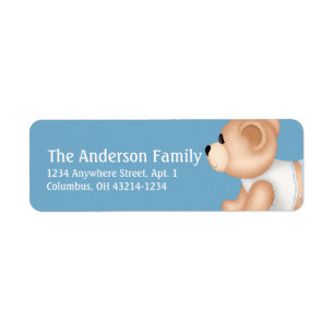 Crawling Teddy Bear Baby Blue 1 Address Labels