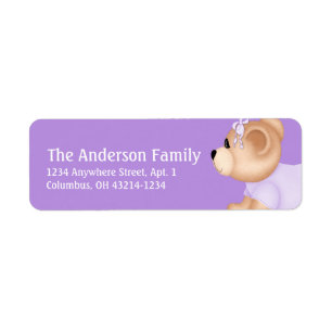 Crawling Teddy Bear Baby Purple 1 Address Labels