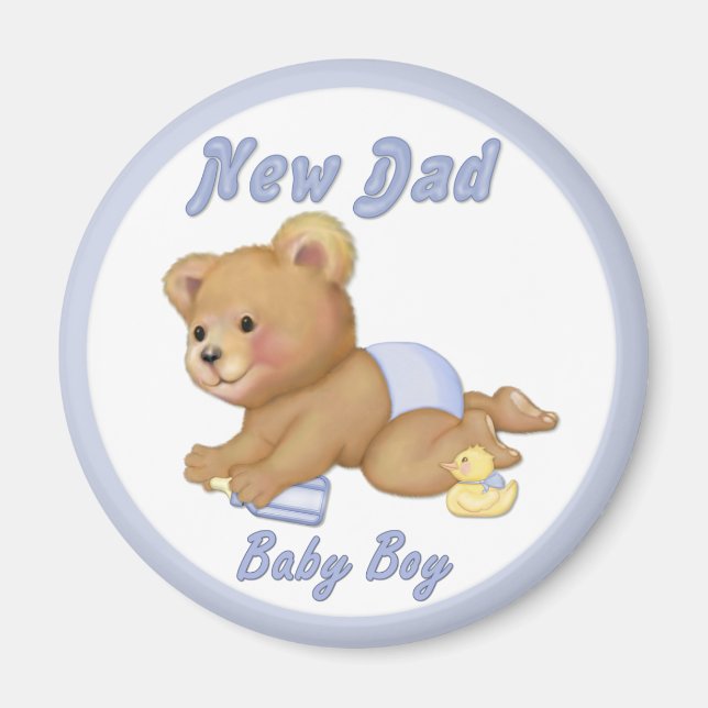 Crawling Teddy - New Dad of Boy - Customize Magnet (Front)