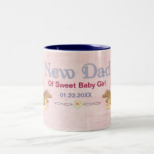 Crawling Teddy - New Dad of Girl - Customize Two-Tone Coffee Mug