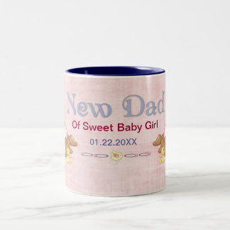 Crawling Teddy - New Dad of Girl - Customize Two-Tone Coffee Mug