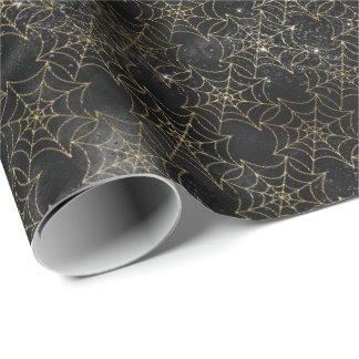 Crawly Spider Web Halloween Pattern Wrapping Paper