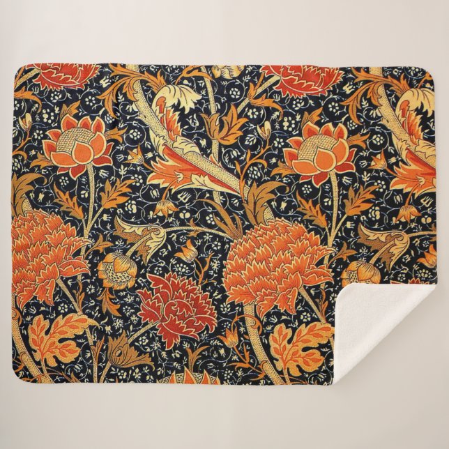 Cray, a beautiful William Morris design, Sherpa Blanket (Front (Horizontal))