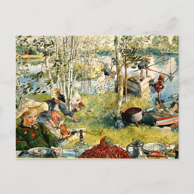 Cray Fishing, fine art by Carl Larsson Postcard (Front)