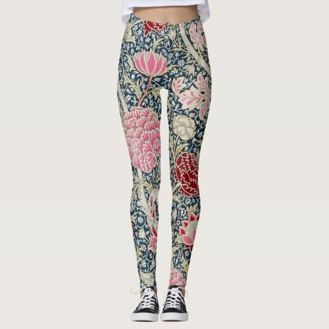 Cray Pattern (by William Morris) Art Leggings (Front)