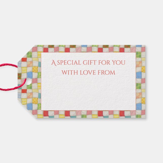 CRAY QUILT Gift Tags / White (Back Horizontal)