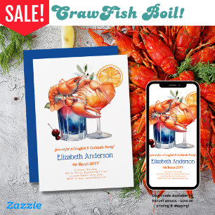 Crayfish Cocktail Party Crawfish and Drinks Invitation