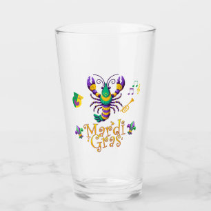 Crayfish Fleur de lis Mardi Gras  Glass