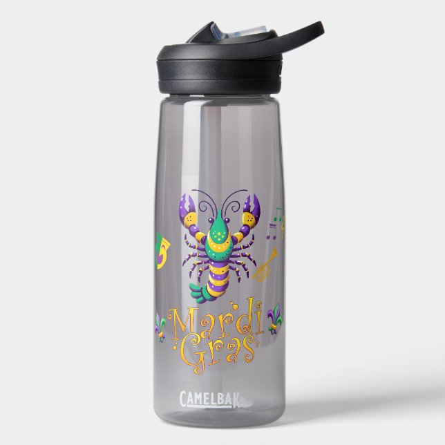 Crayfish Fleur de lis Mardi Gras  Water Bottle (Left)