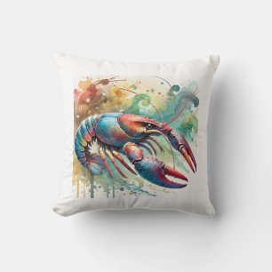 Crayfish Serenity 060824AREF137 - Watercolor Throw Pillow