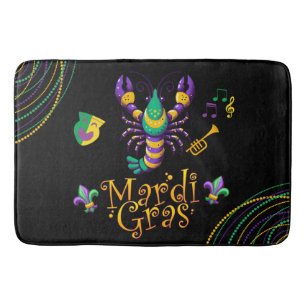 Crayfish/trumpet/mask/fleur de lis Mardi Gras  Bath Mat