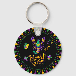 Crayfish/trumpet/mask/fleur de lis Mardi Gras Keychain