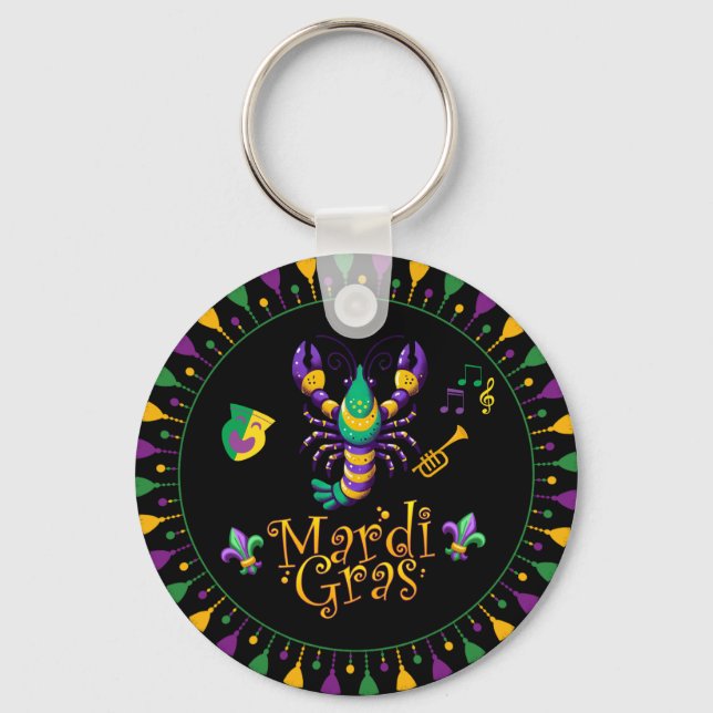 Crayfish/trumpet/mask/fleur de lis Mardi Gras  Keychain (Front)
