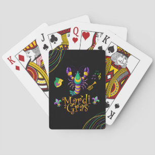 Crayfish/trumpet/mask/fleur de lis Mardi Gras Playing Cards