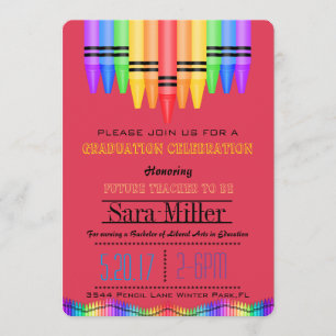 Crayola Rainbow Teacher Graduation Invitation