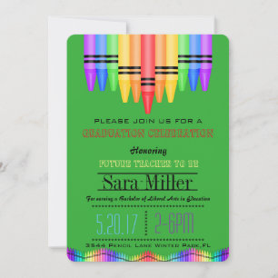 Crayola Rainbow Teacher Graduation Invitation
