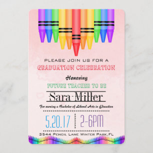 Crayola Rainbow Teacher Graduation Invitation