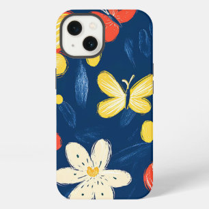 Crayon and Butterfly Flowers iPhone 13 Case