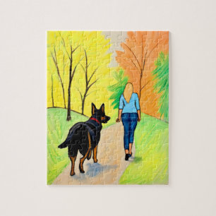 Crayon Art puzzle gift idea German Shepherd/woman