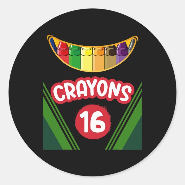 Crayon Box Fun Teacher Student Crayon Squad Hallow Classic Round Sticker (Front)