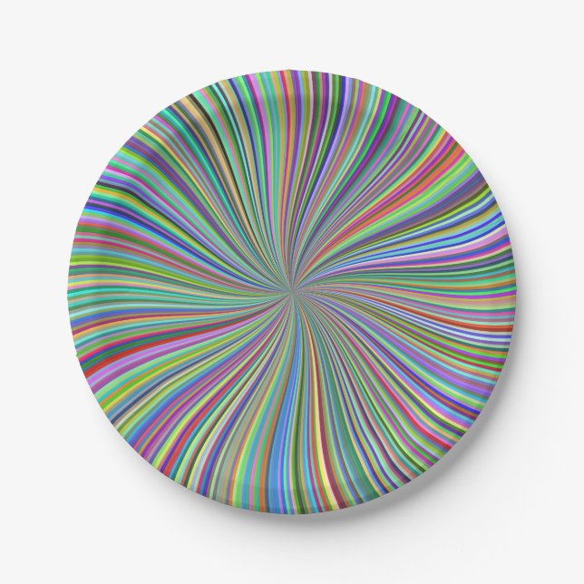 Crayon Box of Colours Spiral Optical Art Paper Plate (Front)