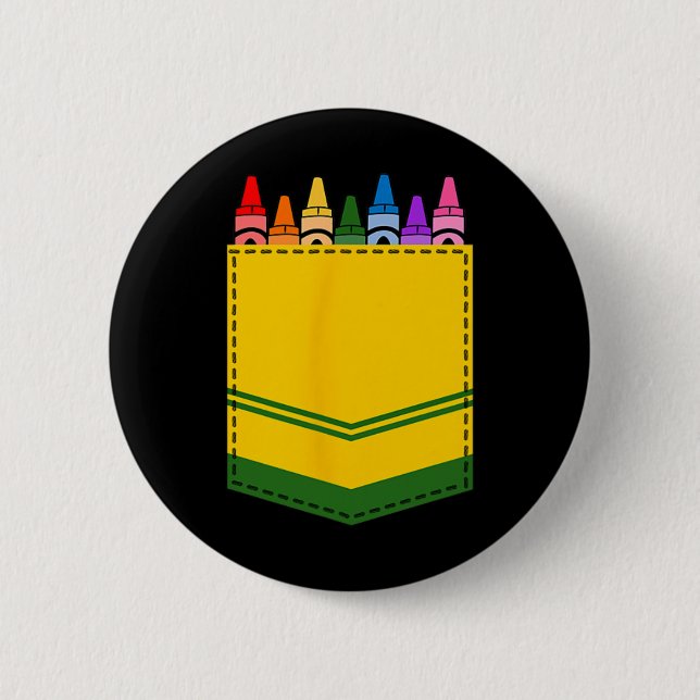 Crayon Box Pocket Teacher Gift Costume  2 Inch Round Button (Front)