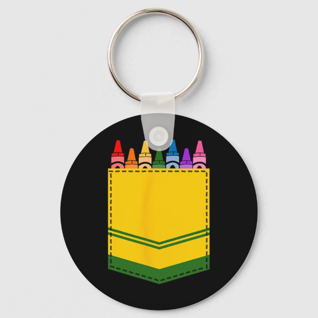 Crayon Box Pocket Teacher Gift Costume  Keychain (Front)