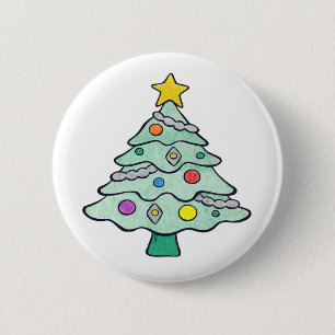 Crayon Christmas Tree 2 Inch Round Button