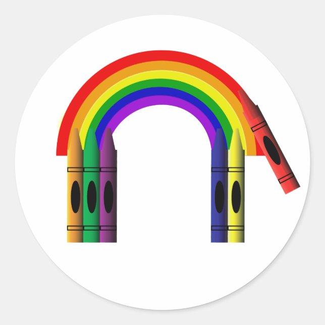Crayon Colour a Rainbow Sticker (Front)