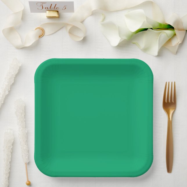 Crayon Colour Green Square Paper Plate (Wedding)