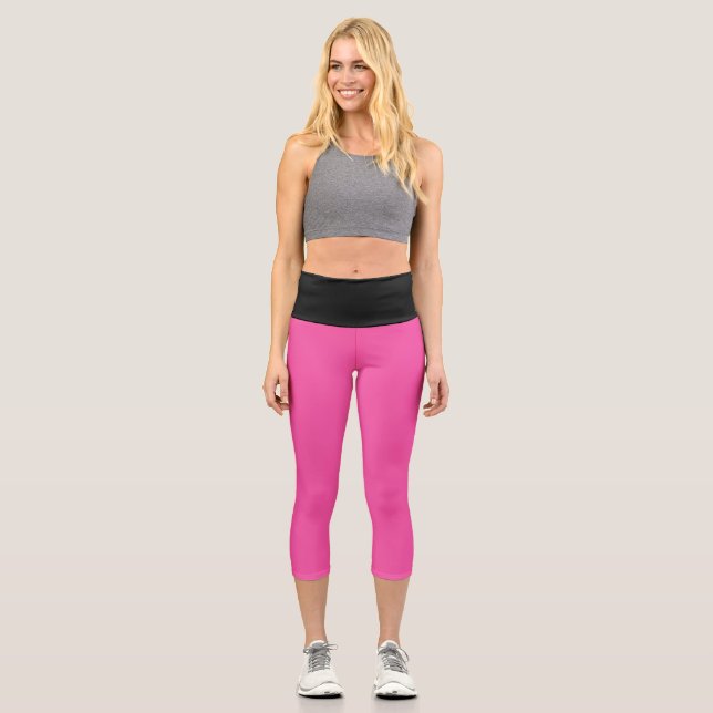 Crayon Colour Magenta Capri Fashion Legging  (Front)